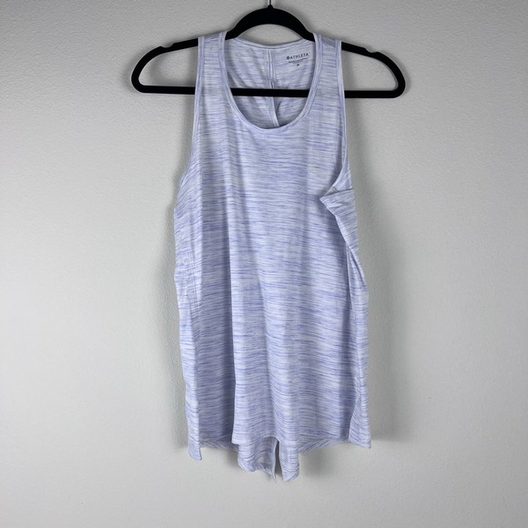 Athleta Essence Tank Size Medium Spacedye Purple White Tie Back‎ Top 568933 - Picture 1 of 10